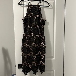 Black & beige high neck lace dress!